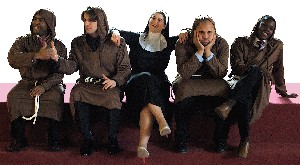 Four monks and a nun